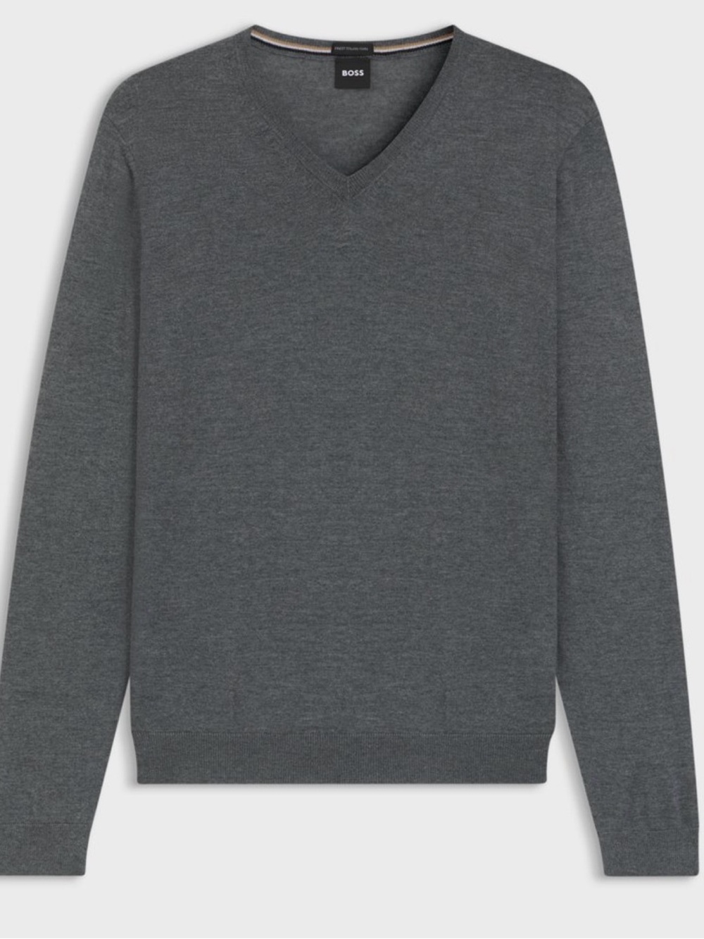 BOSS Hugo Boss Men’s Extra Fine Merino Wool V-Neck Sweater Gray M